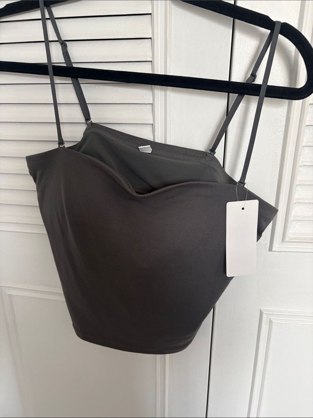 Uniqlo Dark Gray Spaghetti Strap Crop Top